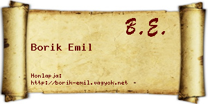 Borik Emil névjegykártya